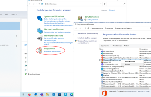 Deinstallieren von Microsoft Office