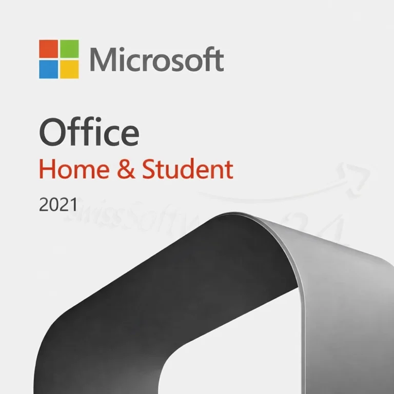 Office Home & Student 2021 Cover mit Microsoft-Logo und orangefarbenem Titel